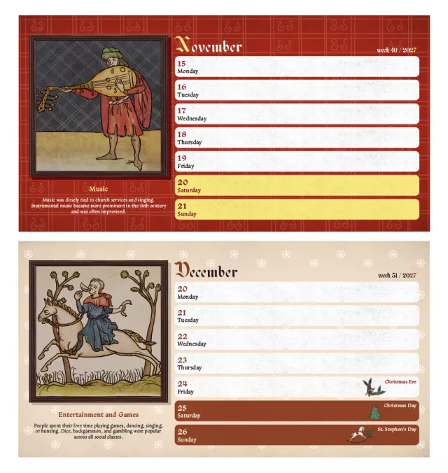 Bundle Set of Kingdom Come: Deliverance II 2027 Calendars (Desk + Wall) ENG - Xzone Originals