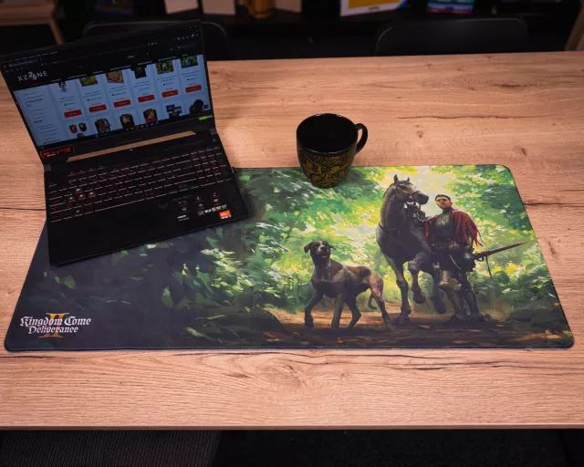 Mousepad Kingdom Come: Deliverance II - Keyart Henry and Mutt in the Forest (89 × 40 cm) - Accessories